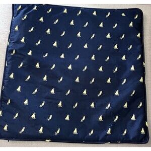 Nautica Indoor Pillow Cover Case Royal Blue Yellow Nautical Sailing Ship 18x18